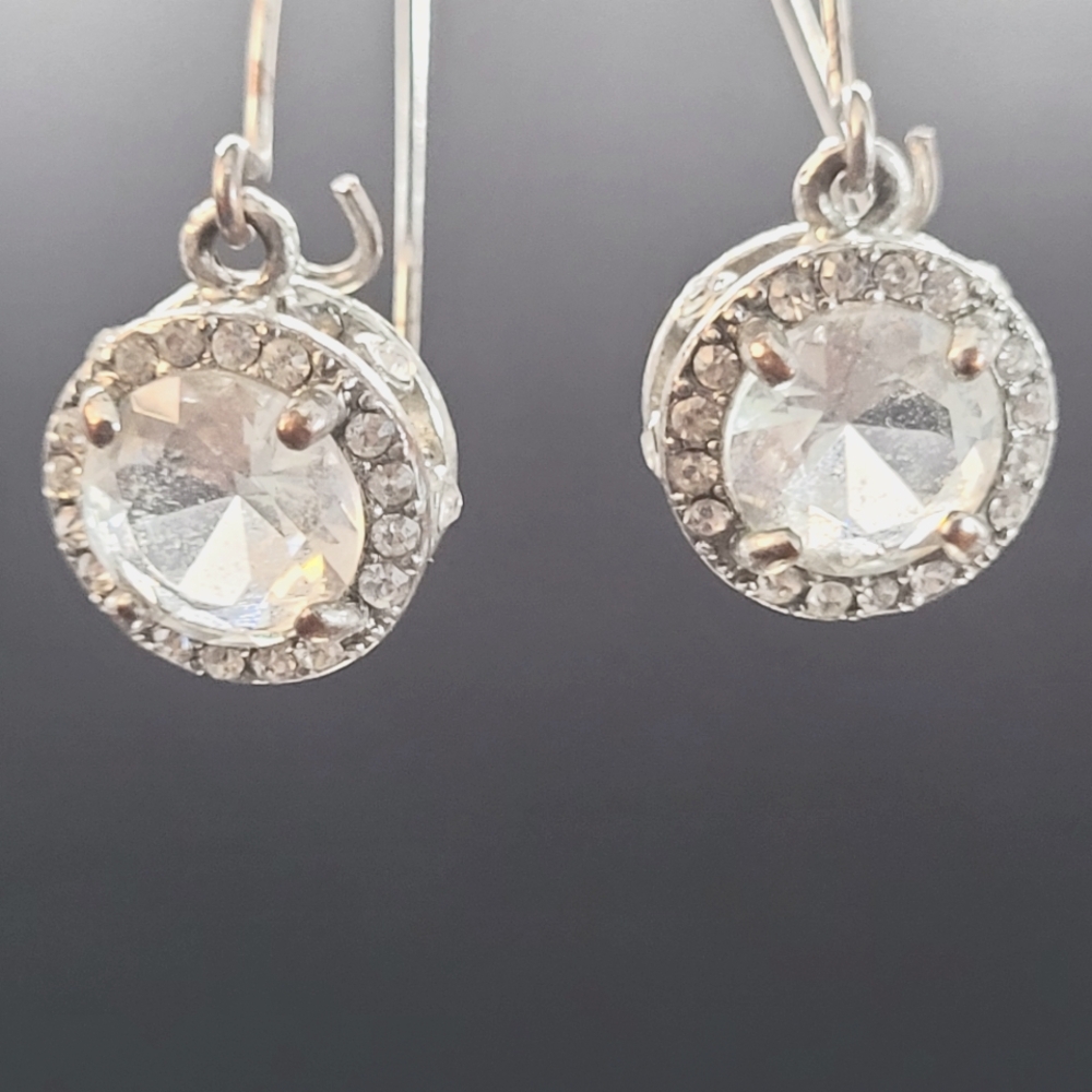 Christmas ornament themed drop earrings with Cubic zirconia.